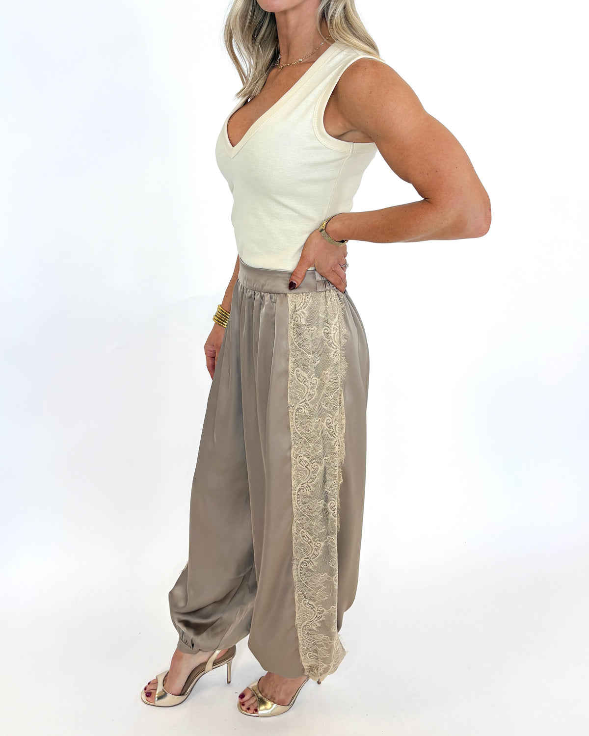 Lace Along Jogger Pants