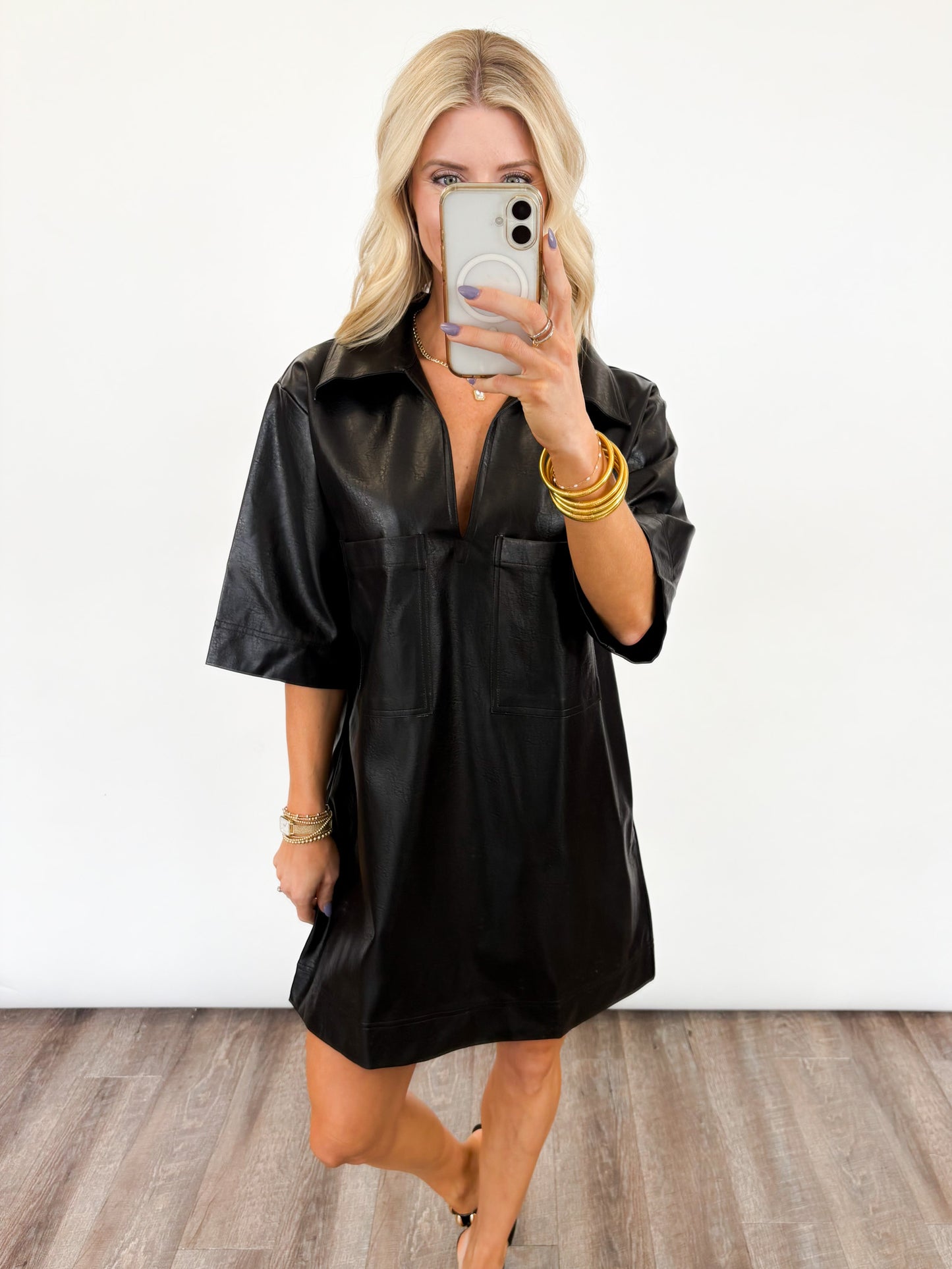 Midnight Edge Faux Leather Dress