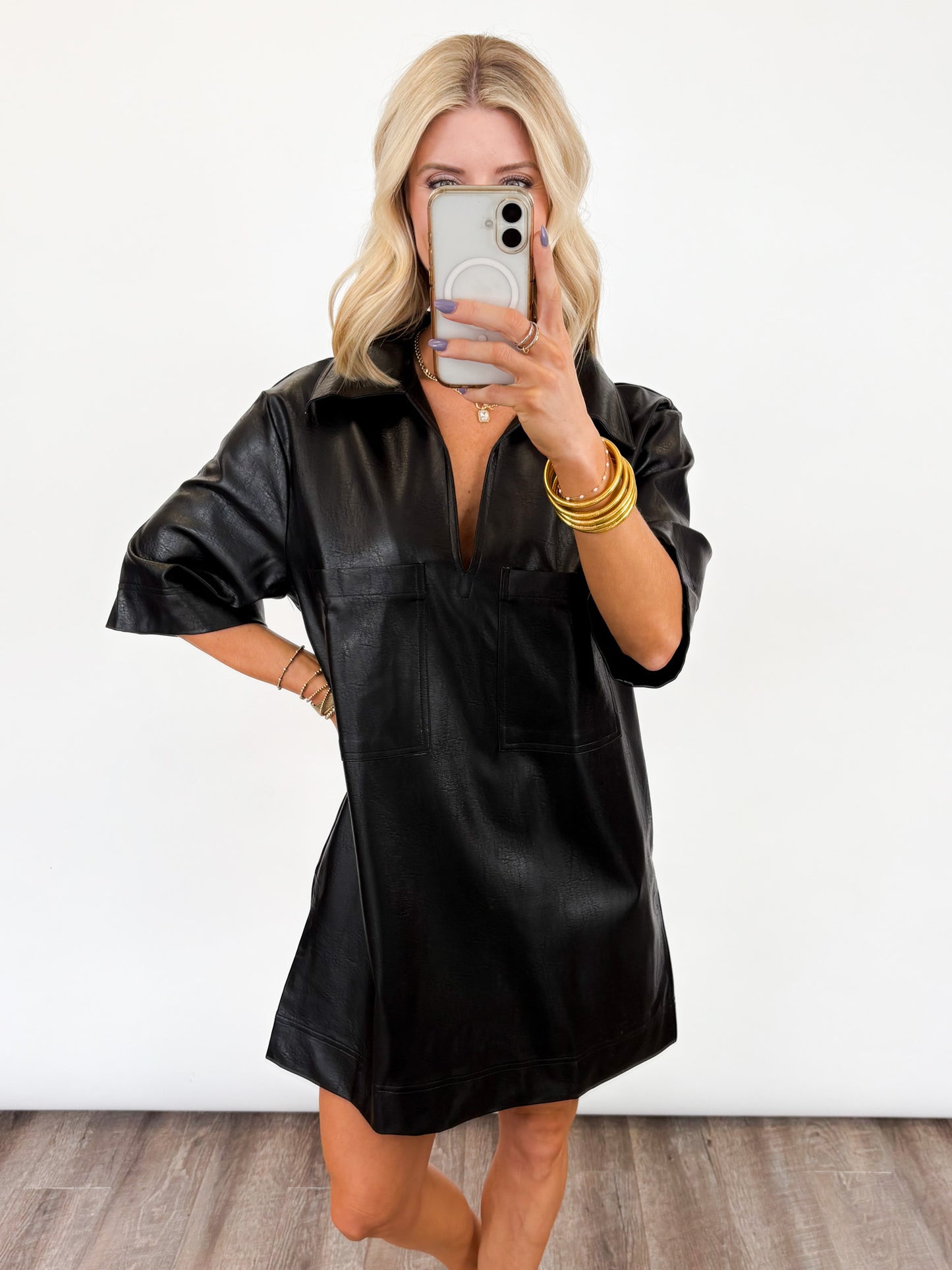 Midnight Edge Faux Leather Dress