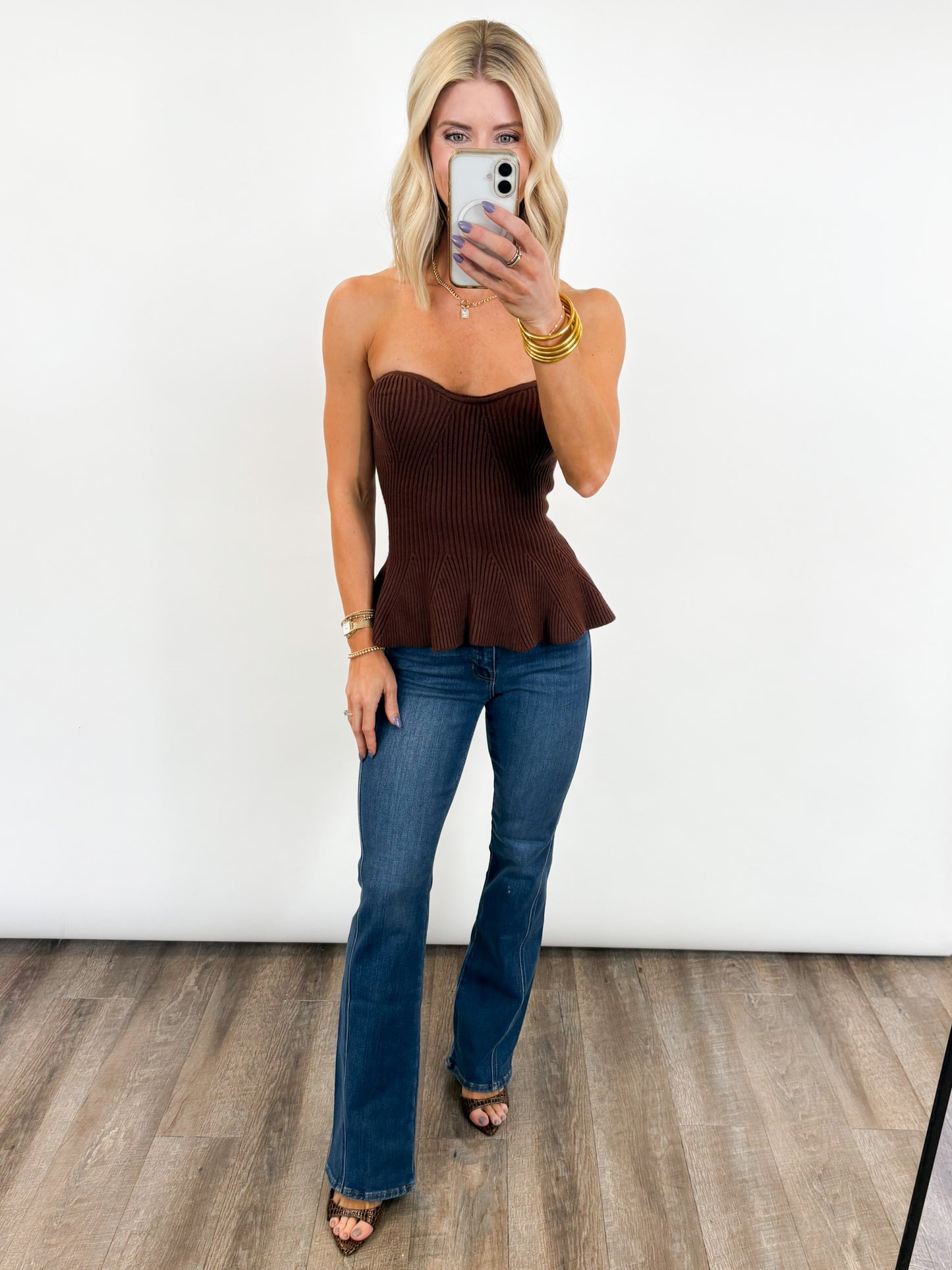Sweetheart Ribbed Peplum Top - 2 COLORS