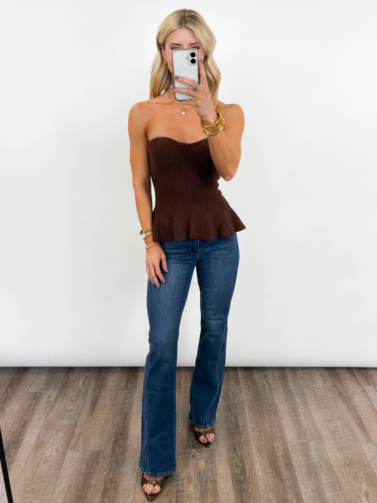 Sweetheart Ribbed Peplum Top - 2 COLORS