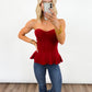 Sweetheart Ribbed Peplum Top - 2 COLORS