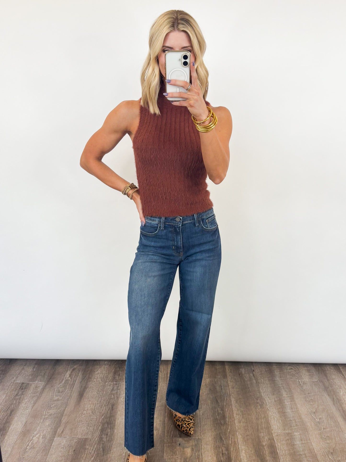 Cozy Mock Neck Tank - Brown