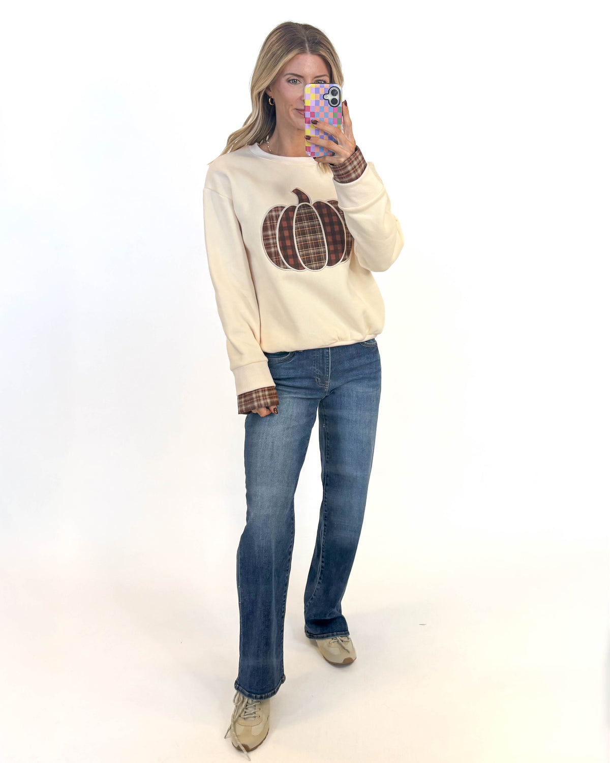 Harvest Plaid Pumpkin Sweatshirt