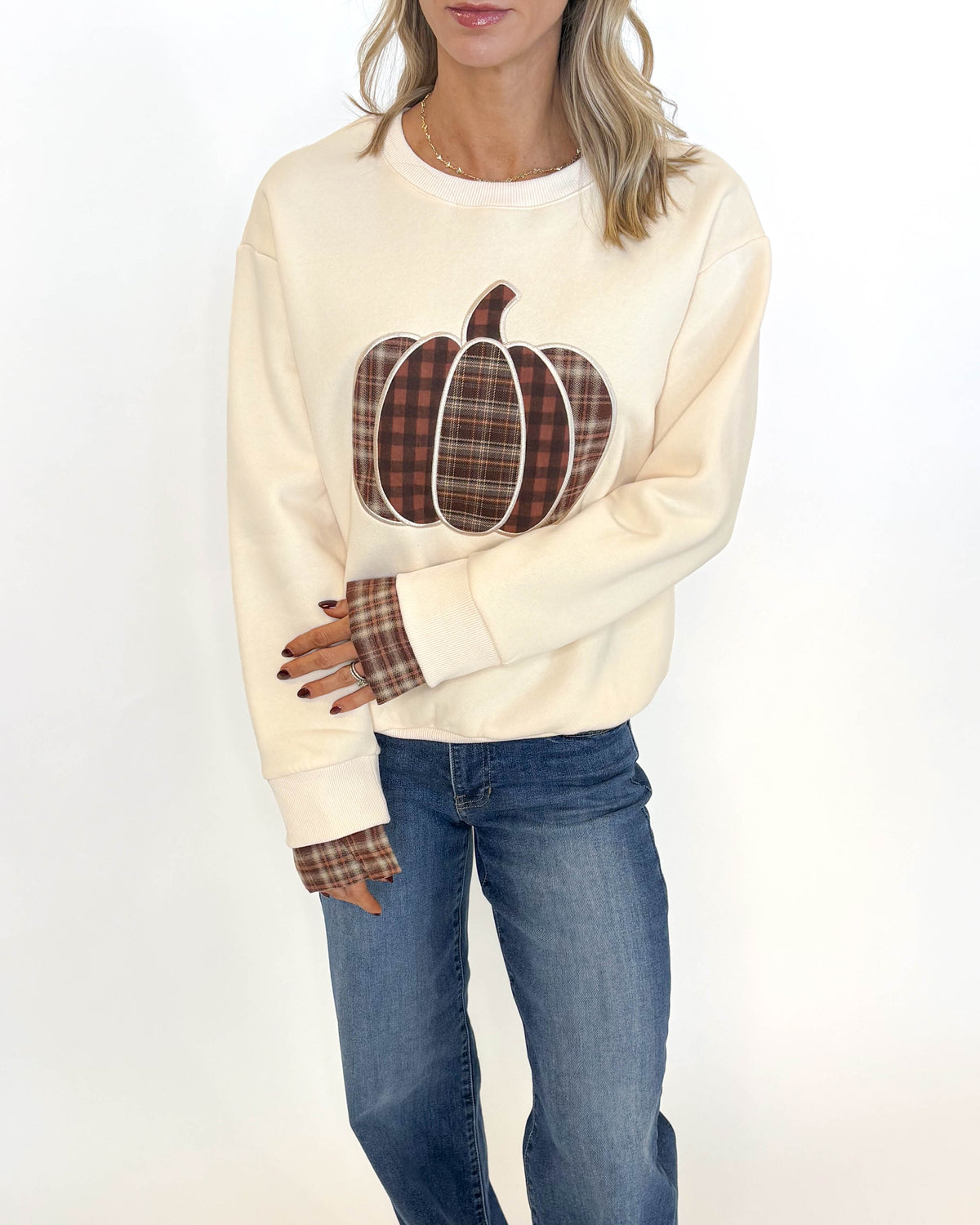 Harvest Plaid Pumpkin Sweatshirt