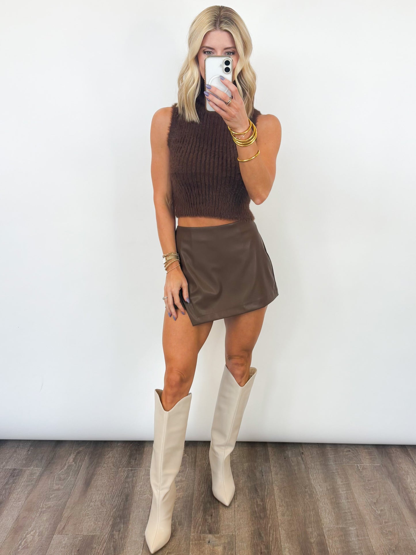 City Nights Faux Leather Skort - 2 COLORS