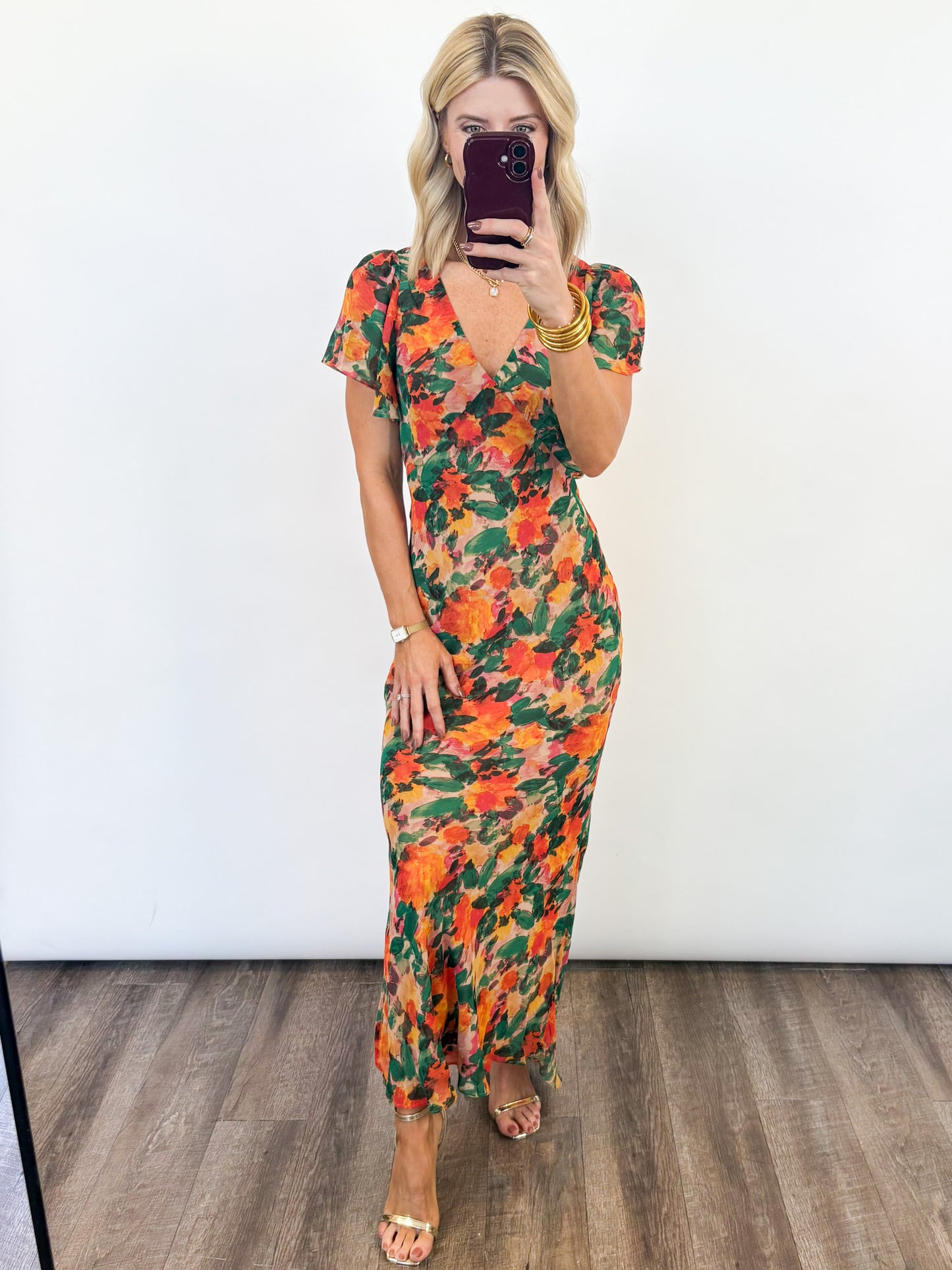 Autumn Glow Floral Maxi Dress