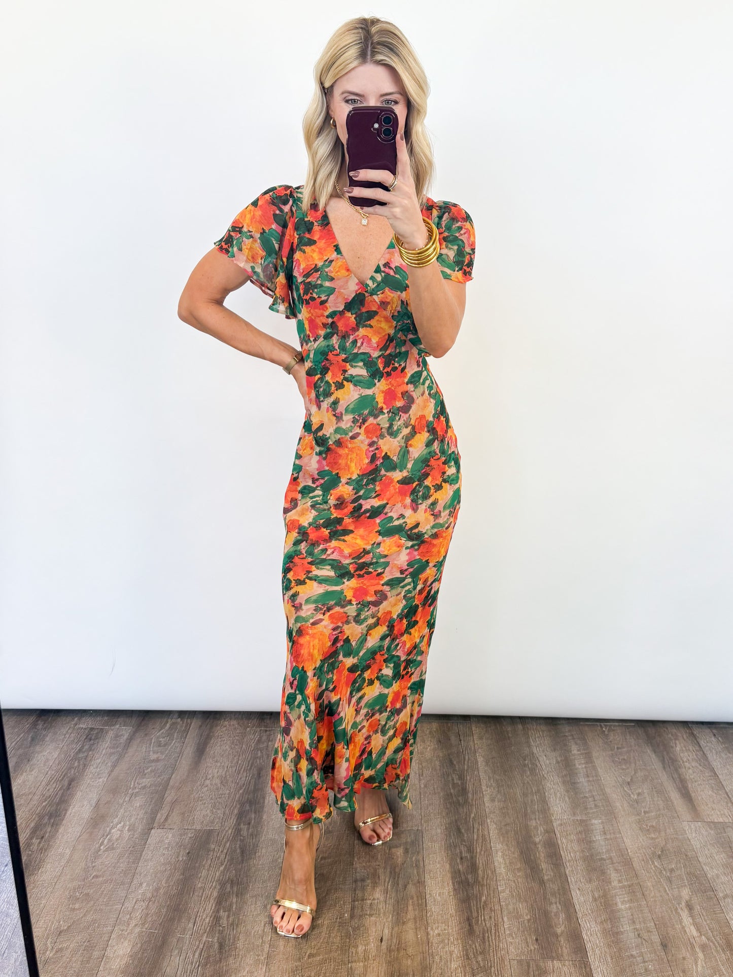 Autumn Glow Floral Maxi Dress