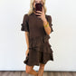 Mocha Ruffle Shift Dress