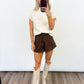 Faux Suede Chic Shorts – Brown