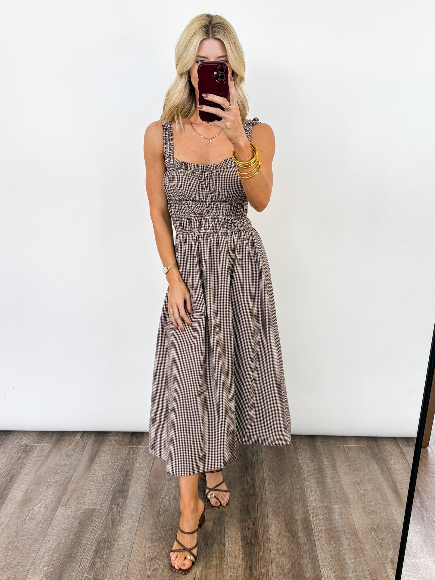 Harvest Gingham Midi Dress