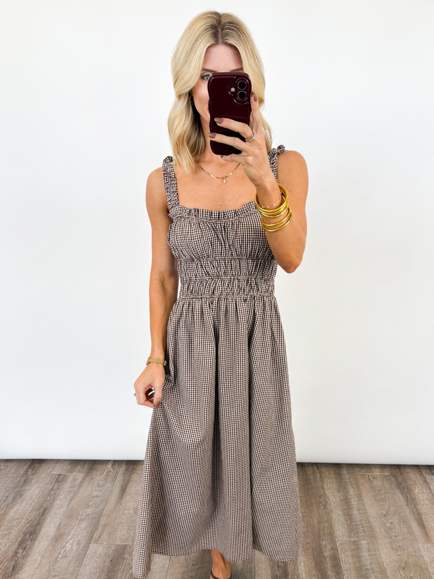 Harvest Gingham Midi Dress