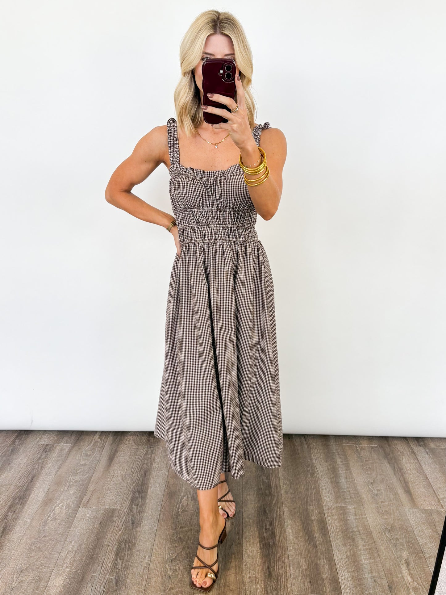 Harvest Gingham Midi Dress