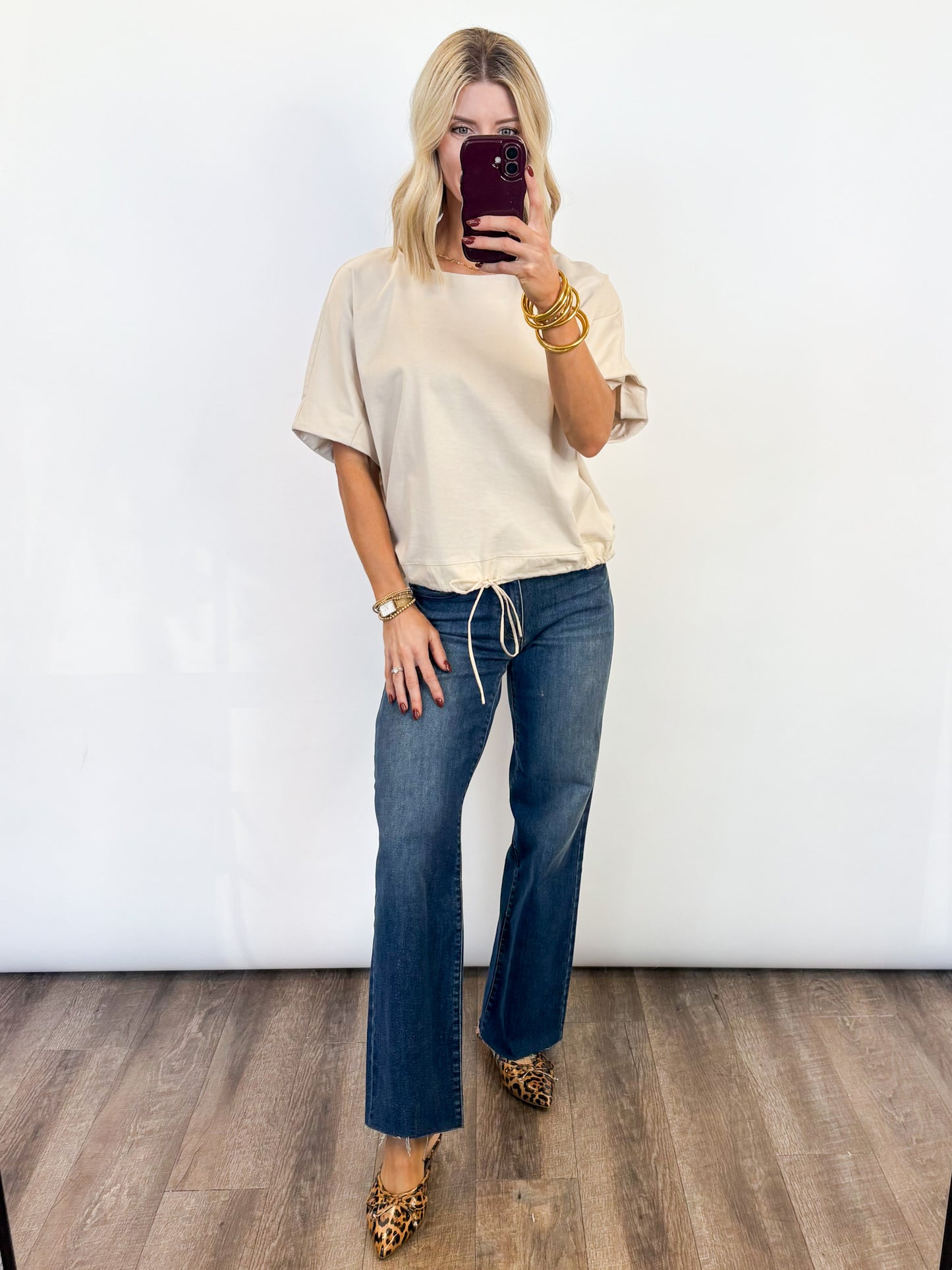 Every Day Drawstring Hem Top