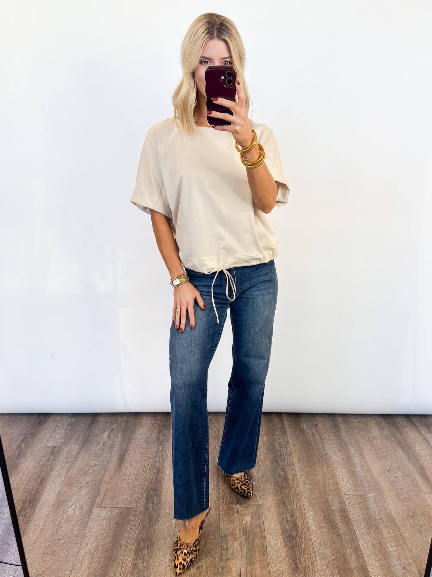 Every Day Drawstring Hem Top