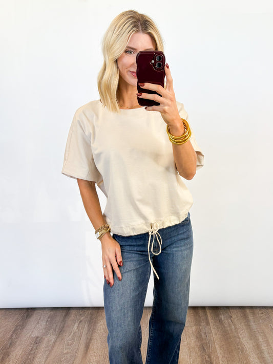 Every Day Drawstring Hem Top