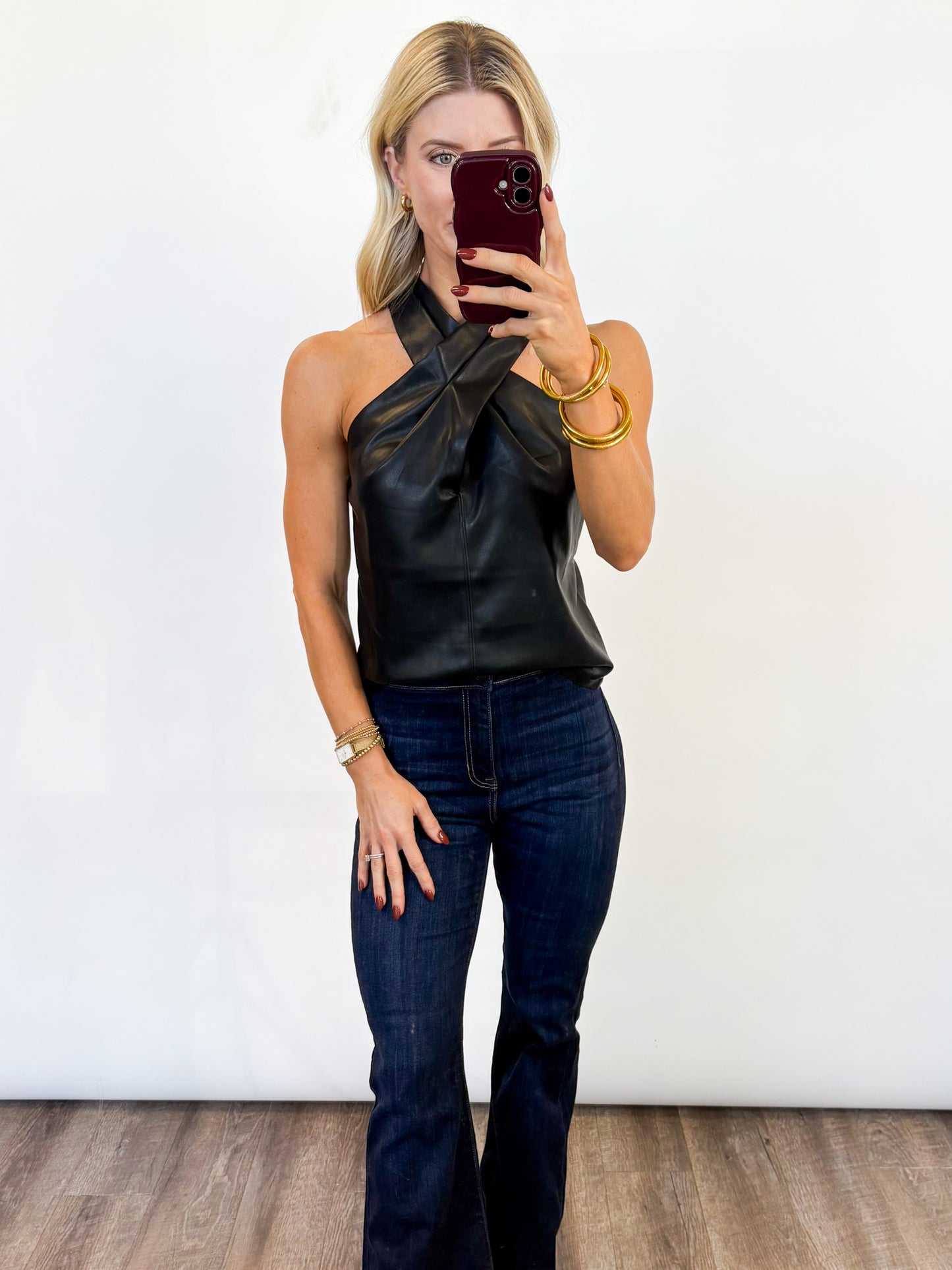 After Dark Faux Leather Top