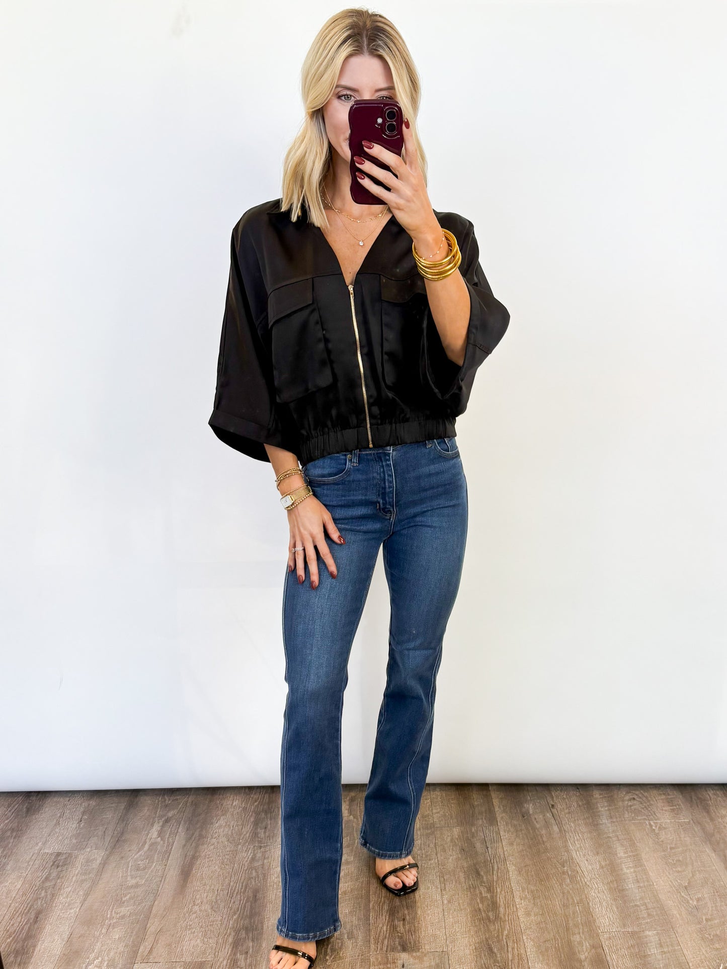 Satin Utility Zip Jacket