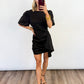 Midnight Satin Ruched Mini Dress