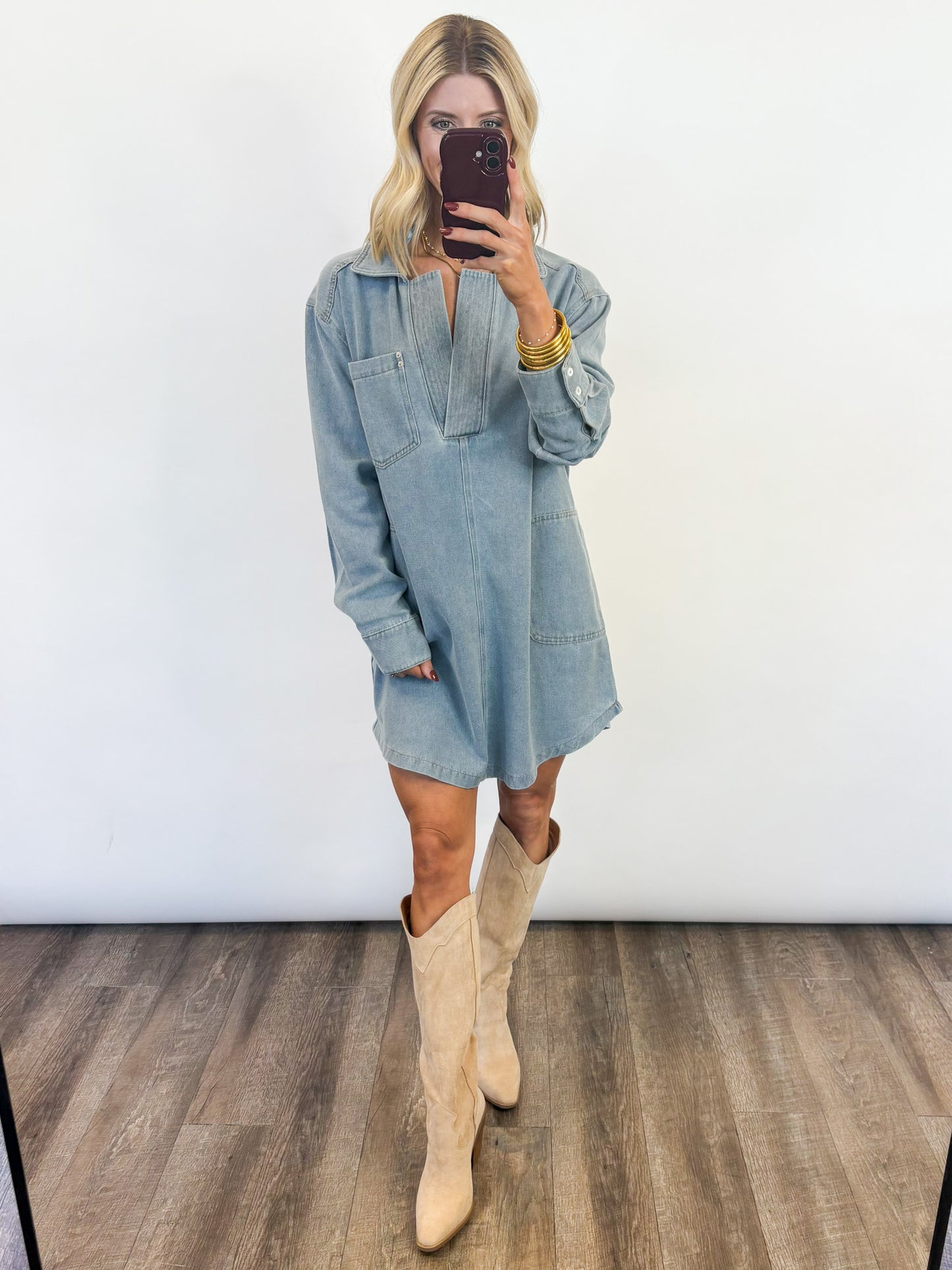 Easygoing Denim Dress - 2 COLORS