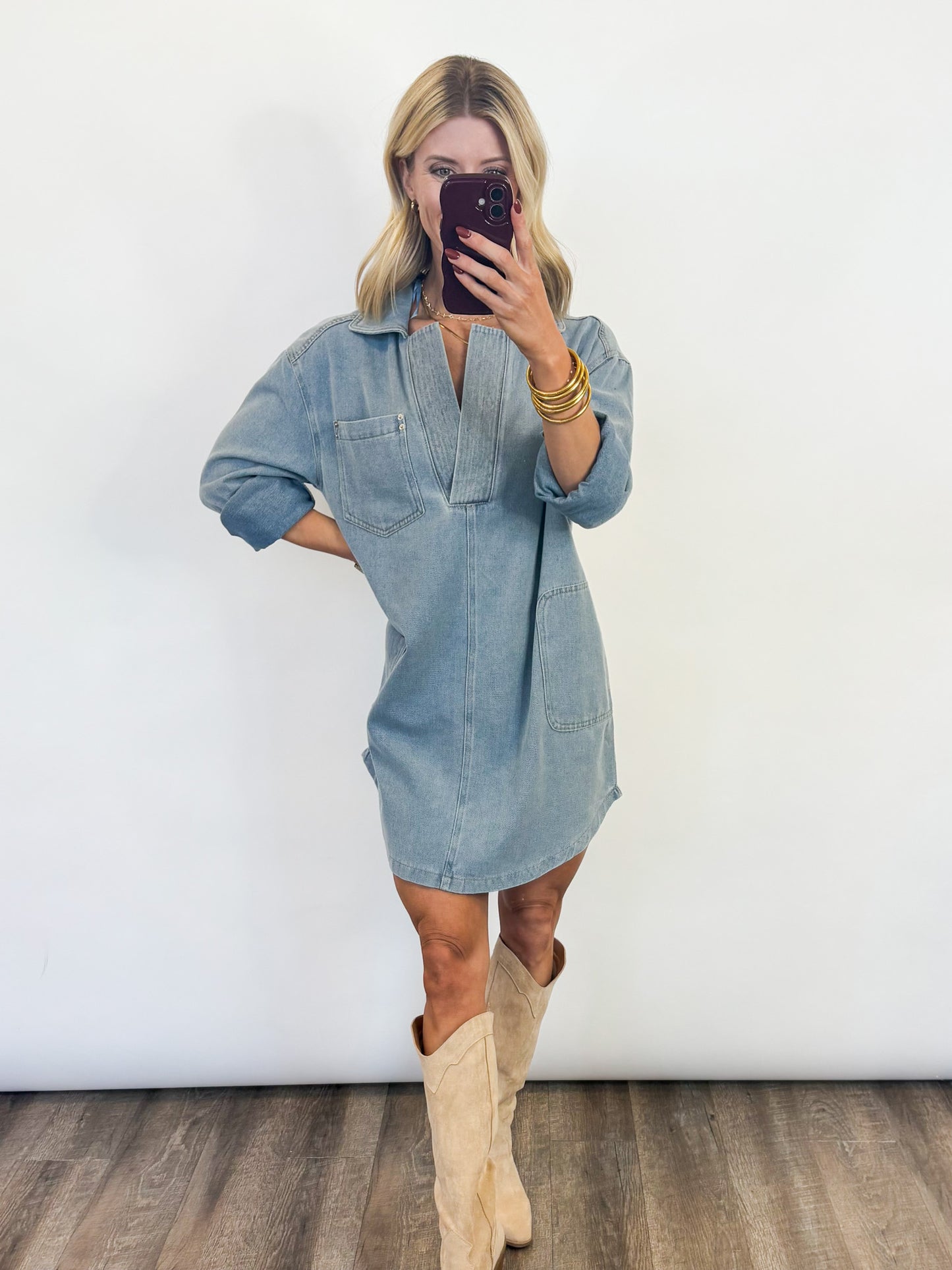 Easygoing Denim Dress - 2 COLORS