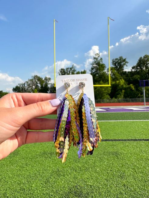 TS Purple & Gold Sequin Earrings