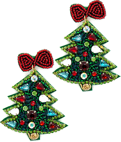 Christmas Tree & Bow Earrings