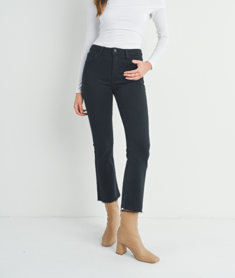 High Rise Cropped Flare - Black