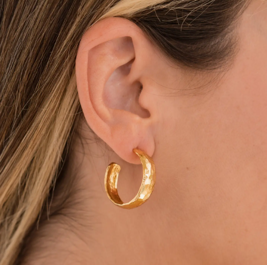 24K Hammered Hoops