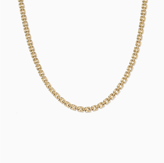18k Gold Square Chain Necklace