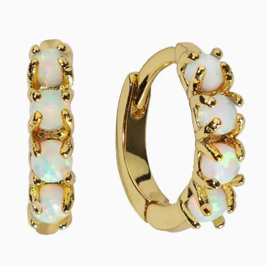 18k Opal Huggies