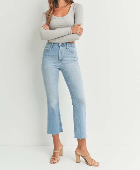 High Rise Crop Flare - Denim