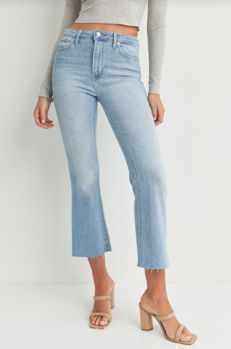 High Rise Crop Flare - Denim