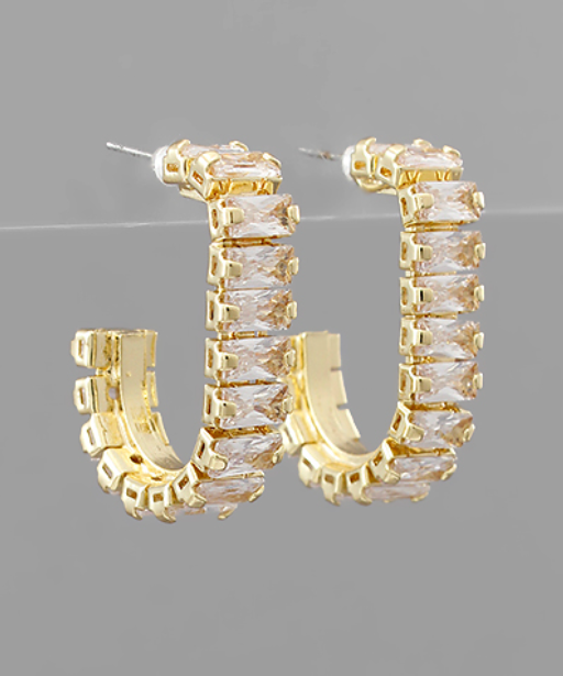 Rhinestone Drop Hoops