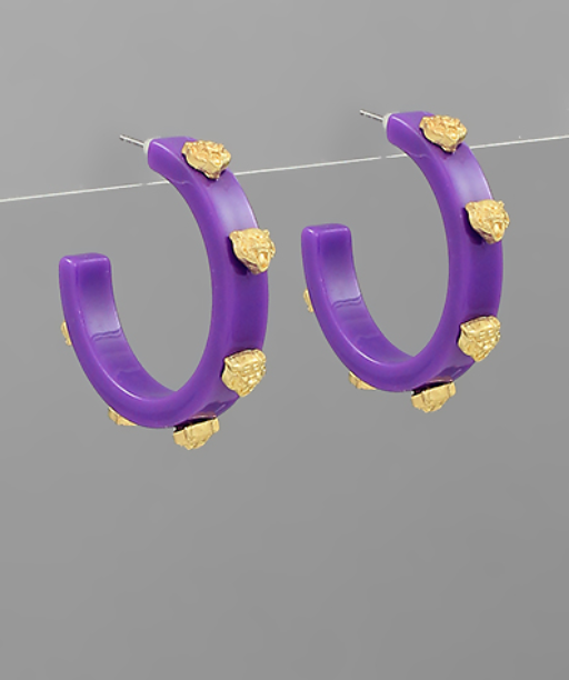 Tiger Studded Hoops - 2 COLORS