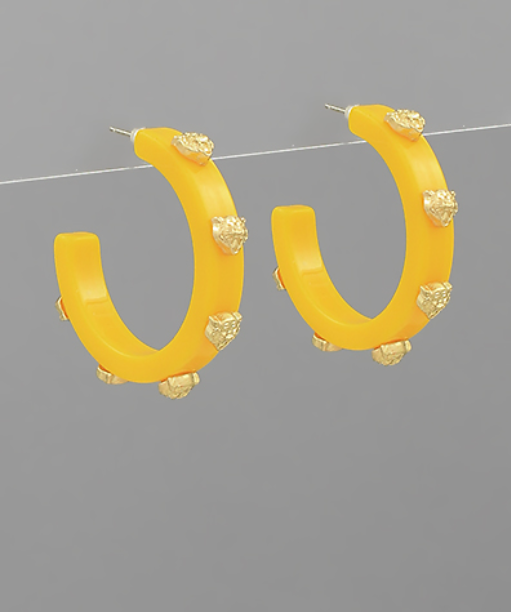 Tiger Studded Hoops - 2 COLORS
