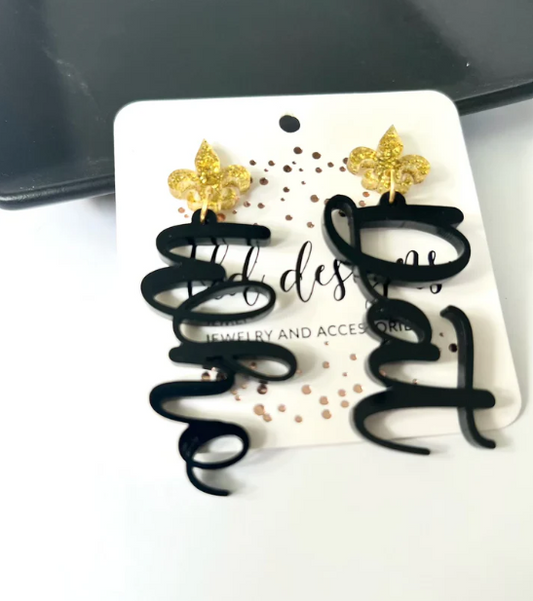 WHO DAT Earrings - BLACK