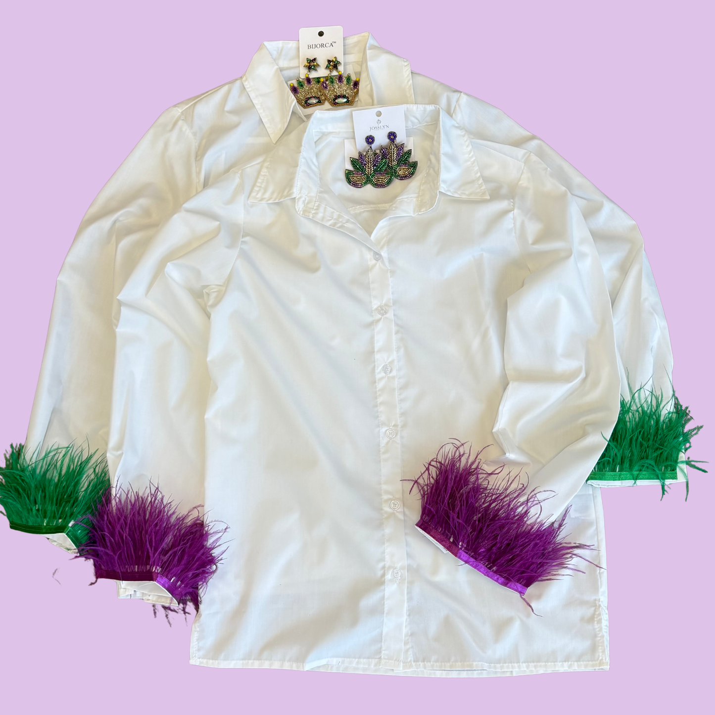 Feather Frenzy Mardi Gras Top