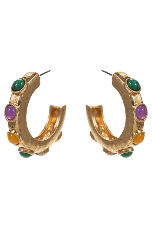 Mardi Gras Vintage Stone Hoops