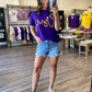 "LSU" Glitter Script Top