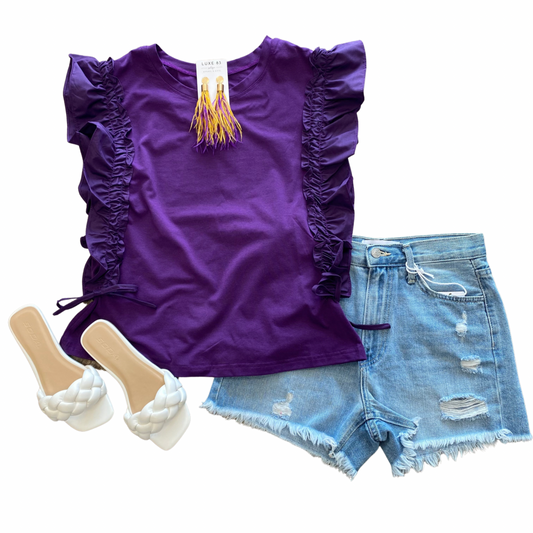 Purple Pleated Top