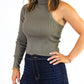 Olive You More One Shoulder Sweater